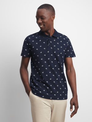 Jet Men's Navy Palm Golf Shirt