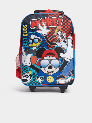 Jet Kids Blue/Red Mickey & Friends School Trolley Bag