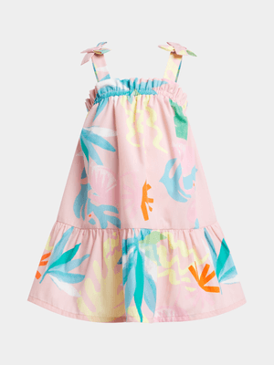 Older Girl's Pink Tiered Bow Dress