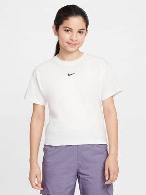 Girls Nike Sportswear Boxy Essential White Tee