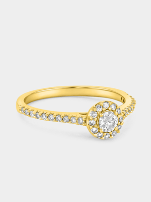 Yellow Gold 0.4ct Lab Grown Diamond Solitaire Halo Ring