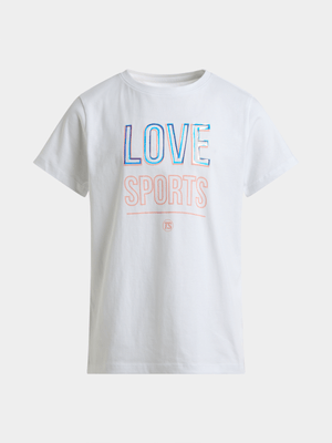 Girls TS Graphic Cotton Holographic White Tee