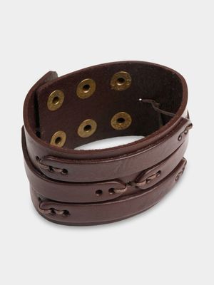 Men's Markham Leather Cuff Dark Brown Bracelet