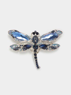 Blue Diamante Dragonfly Pin Brooch