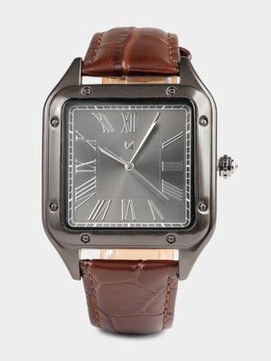 Men's Markham Roman Leather Brown Watch