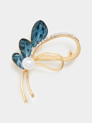 Teal & Gold Bouquet Pin Brooch