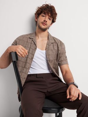 Men's Markham Textured Weave Taupe Shirt