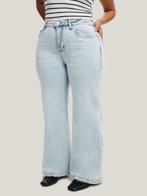 Women's Cotton On Blue Curvy Stretch Wide Jeans