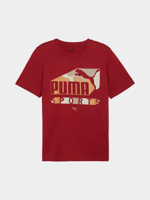 Mens Puma Graphics Sports Red Tee