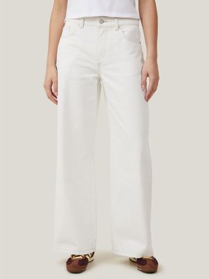 Women's Cotton On White Relaxed Wide Jeans