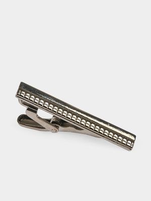 Men's Markham Half Plain Half Spotted Silver Tie Clip