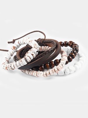 Men's  Markham Mottled Beaded White Bracelet Pack