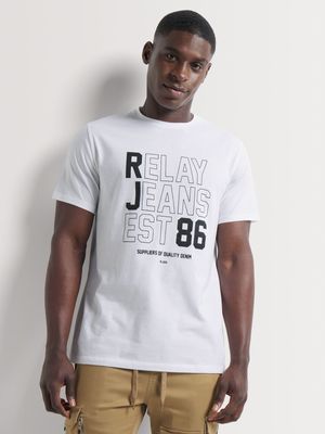 Men's Relay Jeans Slim Fit Outline White Graphic T-Shirt