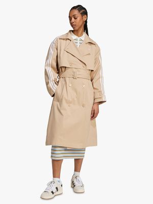 adidas Originals Women's Adicolor Twill Beige Trench Coat