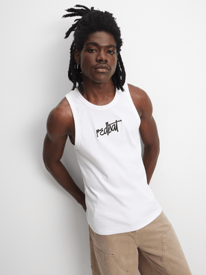 Redbat Men's White Graphic Tank Top