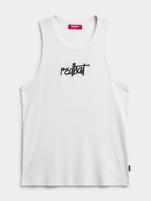 Redbat Men's White Graphic Tank Top