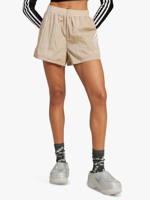 adidas Originals Women's Atlanta Cut Line Nylon Beige Shorts