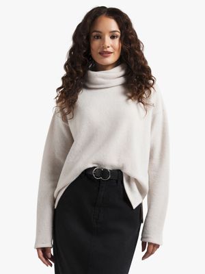 Women's White Cowl Neck Jersey