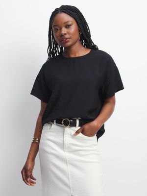 Women's Black Boxy T-Shirt