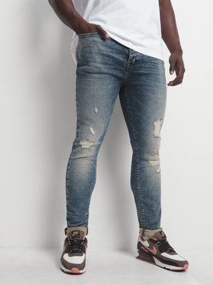 Redbat Men's Blue Stain Carrot Jeans