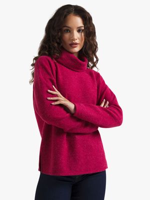 Women's Cerise Cowl Neck Jersey