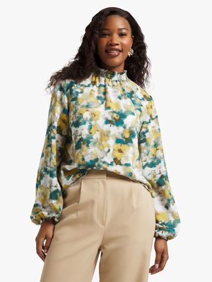 Women's Watercolour Floral Print Blouse