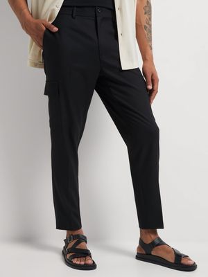 Men's Markham Smart Cargo Pocket Black Jogger Trouser