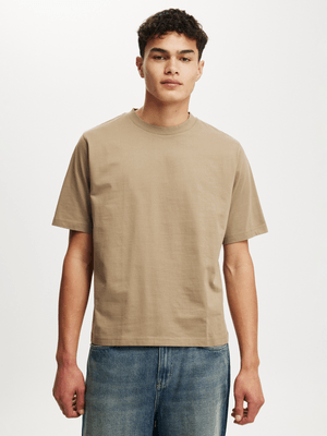 Men's Cotton On BEIGE Cropped Fit T-Shirt