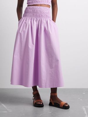 Women's Canvas Co-ord Shirred Midi Skirt