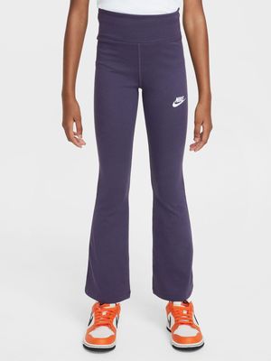 Girls Nike Sportswear Classic High-Waisted Flared Dark Raisin Leggings