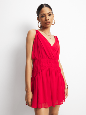 Women's Red Strappy Mini Dress