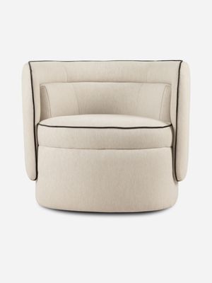 Tenille Swivel Chair Colourwash Sesame W/Piping