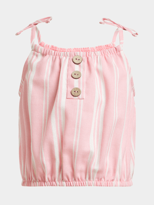 Younger Girl's Pink Striped Cami