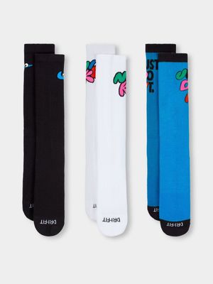 Nike Unisex 3 Pack Crew Multicolour Sock