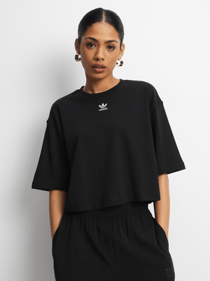 adidas Originals Women's Essentials Black Oversized Cropped T-Shirt