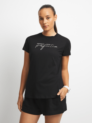 Womens TS Progress Graphic Black Tee