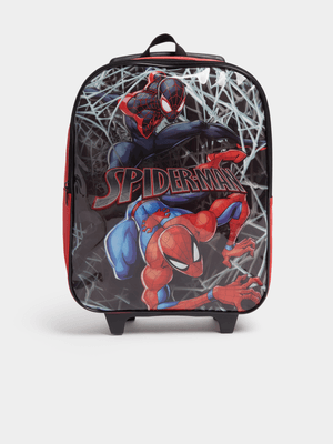 Jet Kids Black/Red Spiderman School Trolley Bag