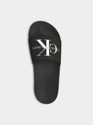 Women's Calvin Klein Black Monogram Slides