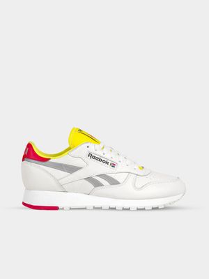 Reebok Junior SneAKA Classic Leather Chalk/Yellow/Silver Sneaker