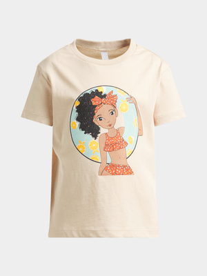 Older Girl's Natural Graphic Print T-Shirt