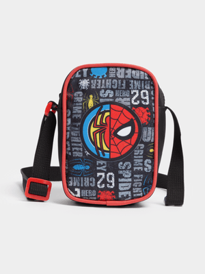 Jet Younger Boys Black Spiderman Sling Bag