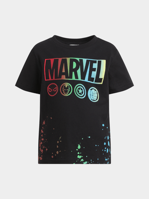 Jet Younger Boys Black Marvel T-Shirt