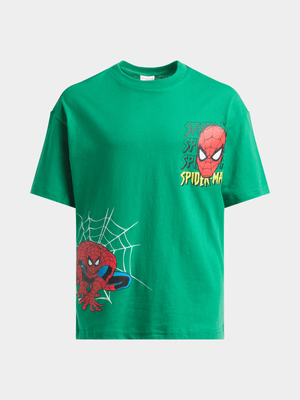 Jet Younger Boys Green Spiderman T-Shirt