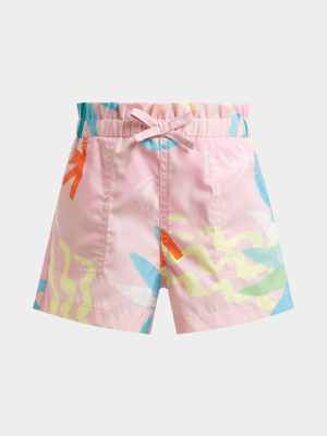 Younger Girl's Pink Printed Shorts