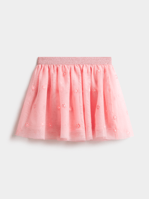 Older Girl's Pink Daisy Tulle Skirt