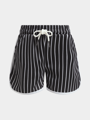 Jet Younger Girls Black/White Stripe Shorts