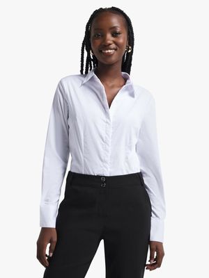 Jet Ladies White Poplin Smart Top Woven Blouse