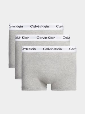 Men's Calvin Klein Grey 3Pk Low Rise Trunks