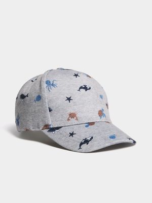 Jet Toddler Boys Grey Melange Sea Creatures Cap