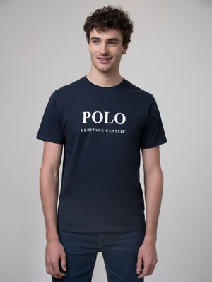 Men's Polo Navy Logo Printed T-Shirt